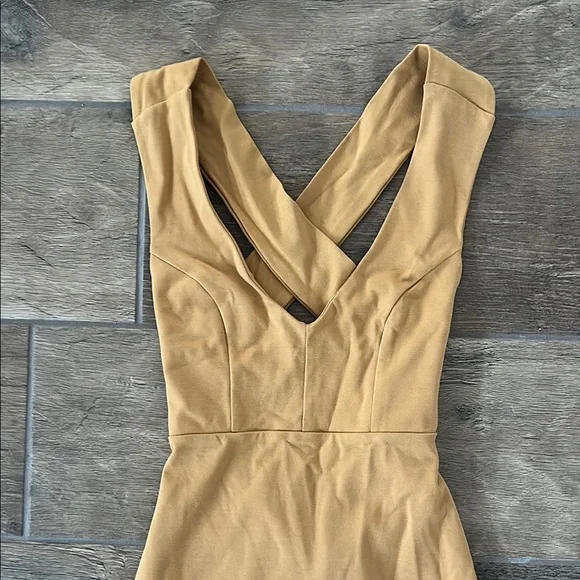 Chic Mustard Midi Dress - Picture 3 of 7